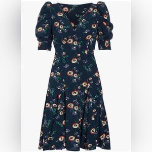 Ralph Lauren Polo blue flowered dress with puff sleeves. Size 14
